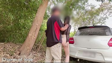 Having sex on the side of the road in the countryside.
