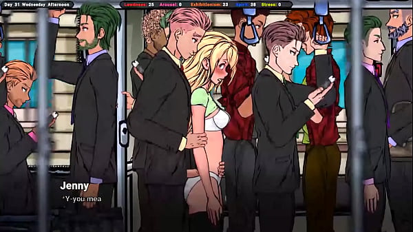 Jenny loves it when strangers make her orgasm on the bus. Hentai Game