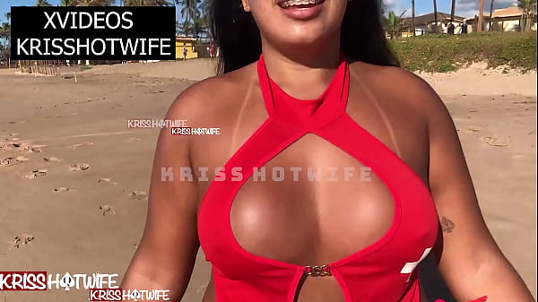 Kriss Hotwife Teen from Salvador Bahia Brazil and Cuckold Filming on the Beach